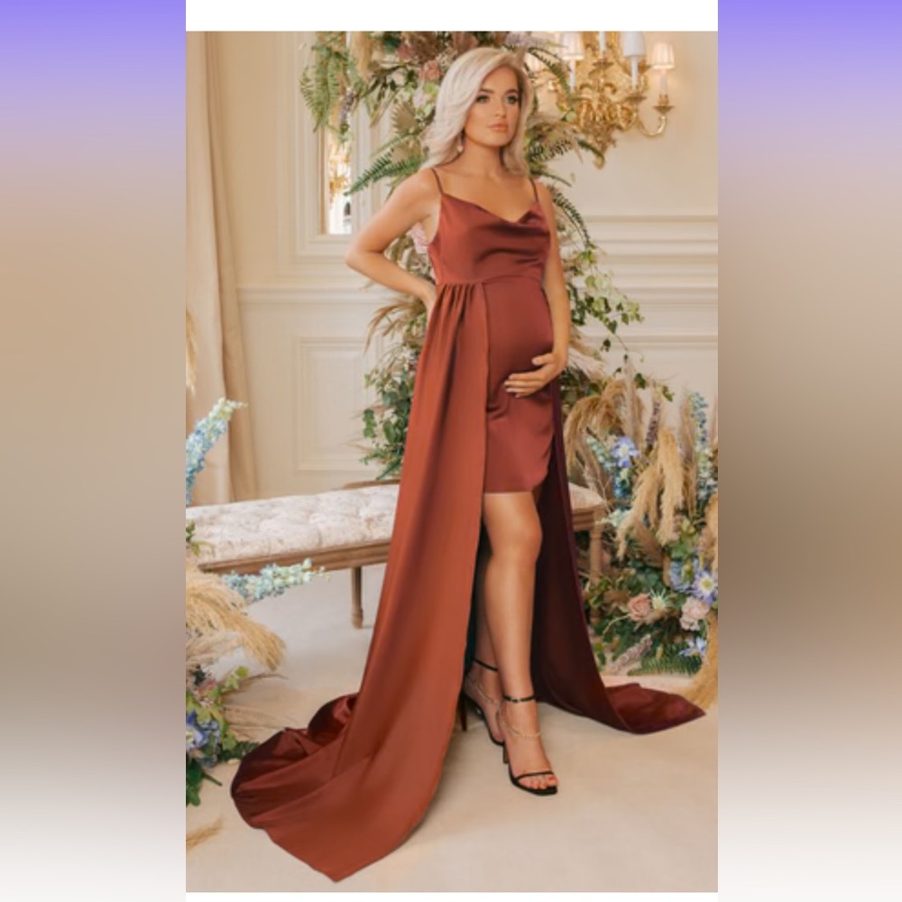 Club L London Rust Maternity Drop Back Cowl Mini
Dress
US 6 UK 10/ Rust